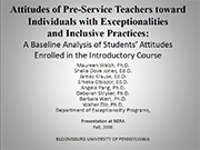 Attitudes of Pre-Service Teachers Toward Indivials With Exceptionalities