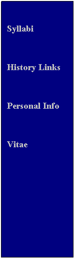 Text Box:  
Syllabi
 
History Links
 
Personal Info
 
Vitae
 
 
 
 
 
 
 
 
 
 
