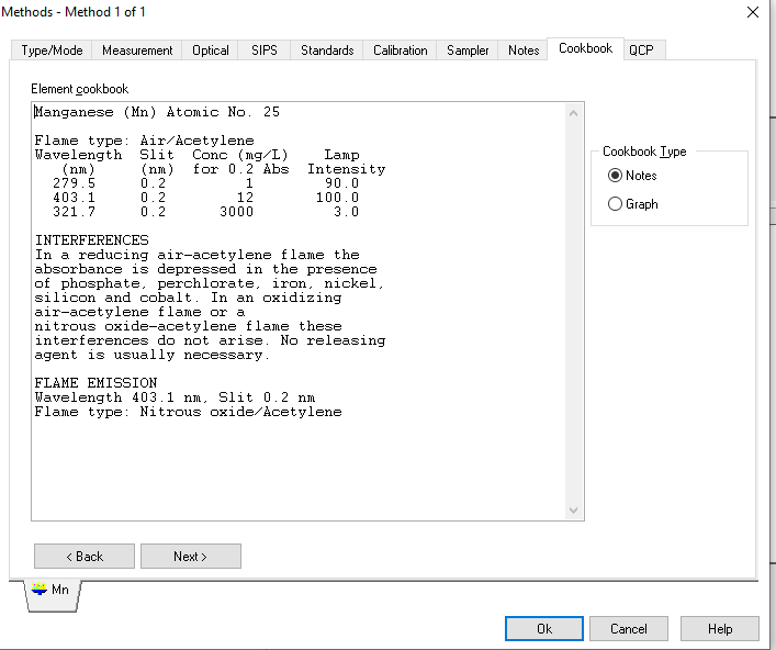 Screenshot of the cook book window.